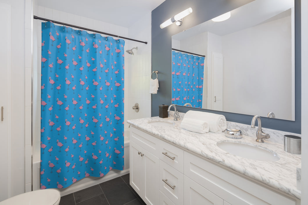 Flamingocrazy Shower Curtain (Blue)